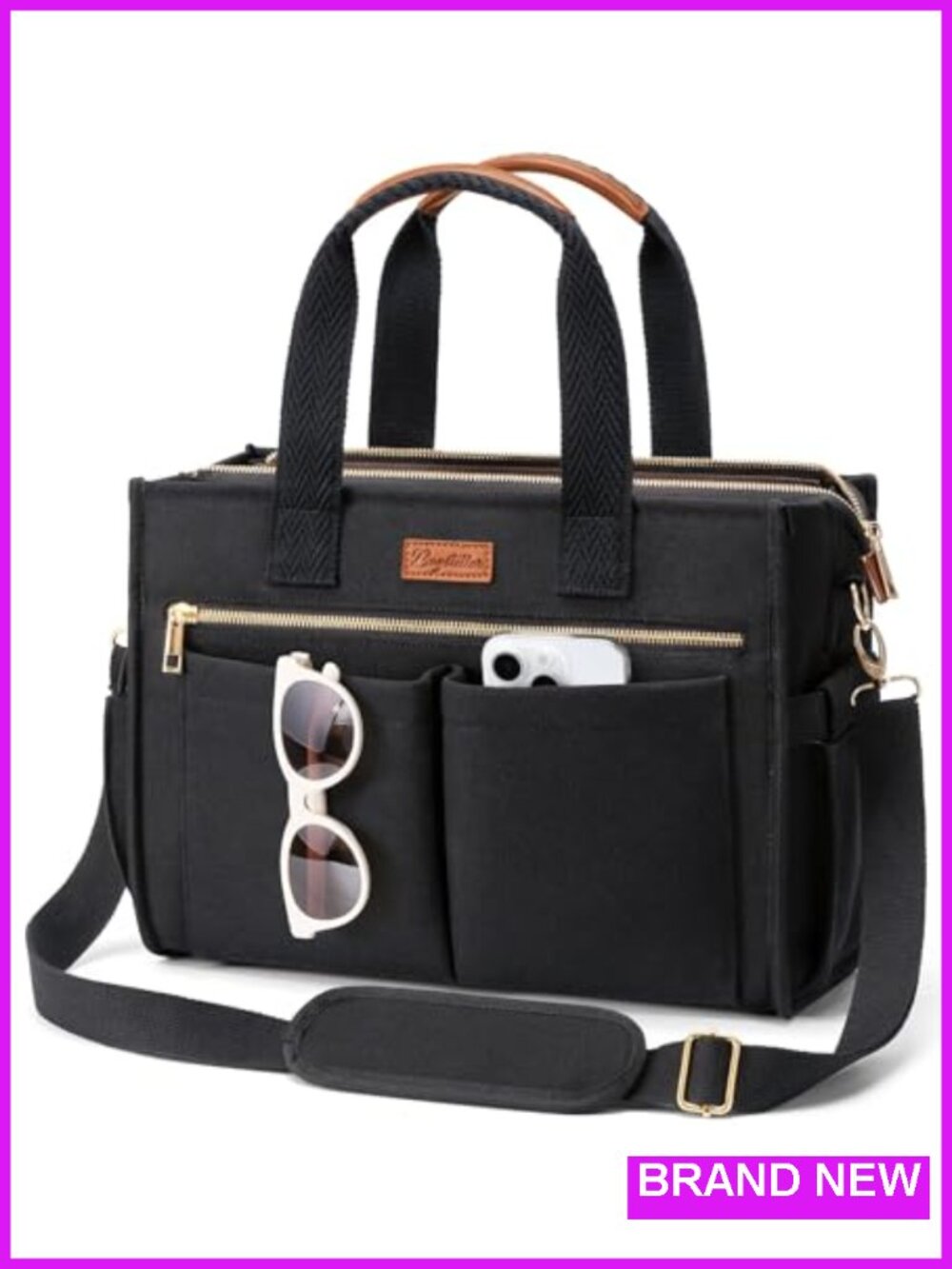 Canvas Tote Bag Women 15 Pockets Laptop Work Nurse Teacher Crossbody
